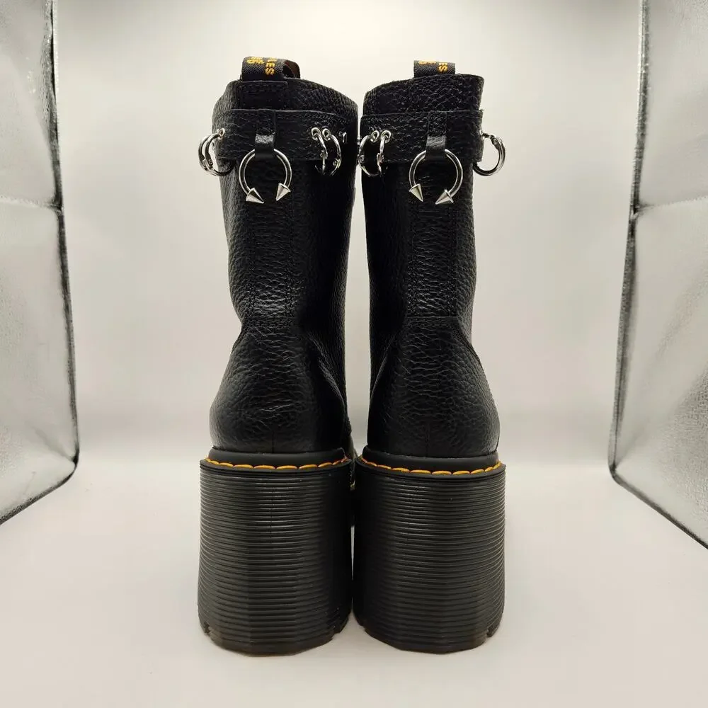 DR MARTENS WOMEN'S 10 CHESNEY HDW PIERCING LEATHER 8 EYE BOOTS NWOB BLACK